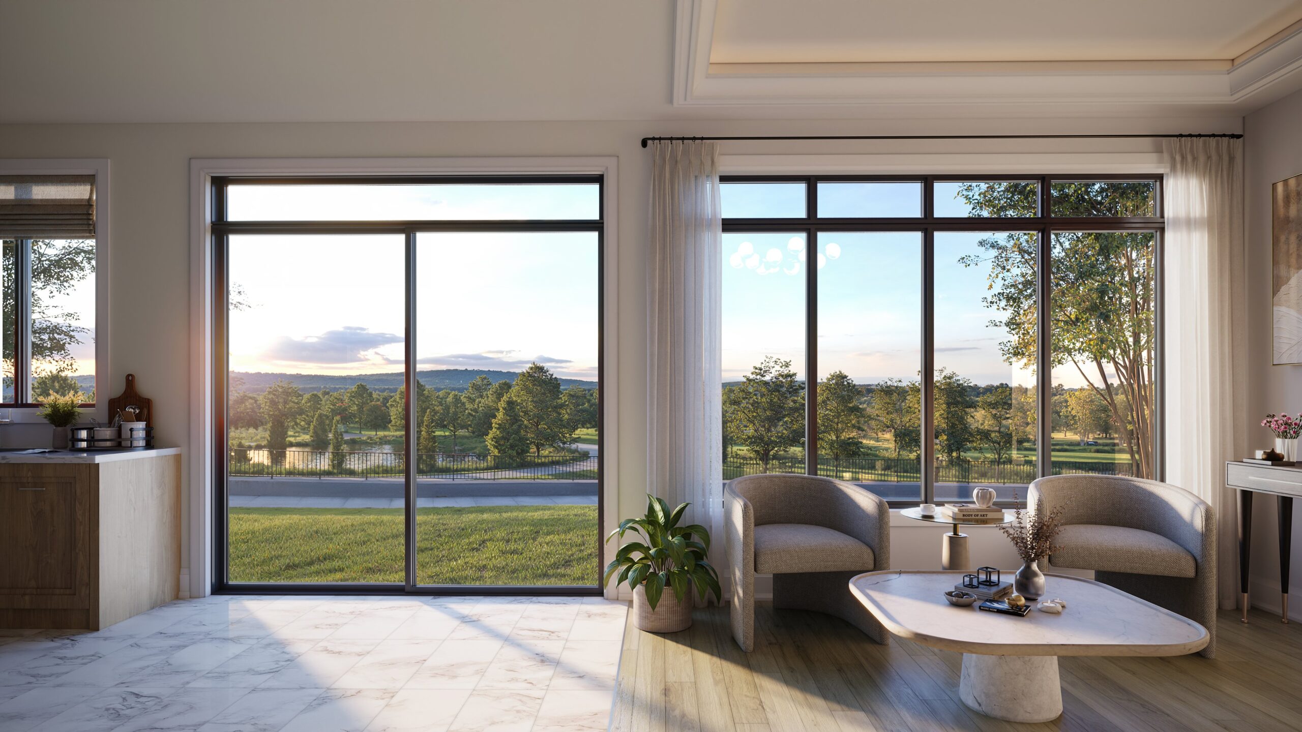 Luxury interior finishes inside a Valley Woodbridge home — modern kitchen and living space